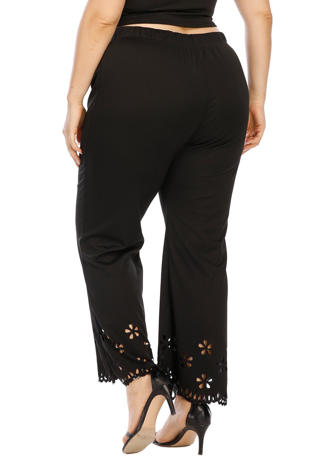 Plus Size Openwork Detail Pants - OMG! Rose