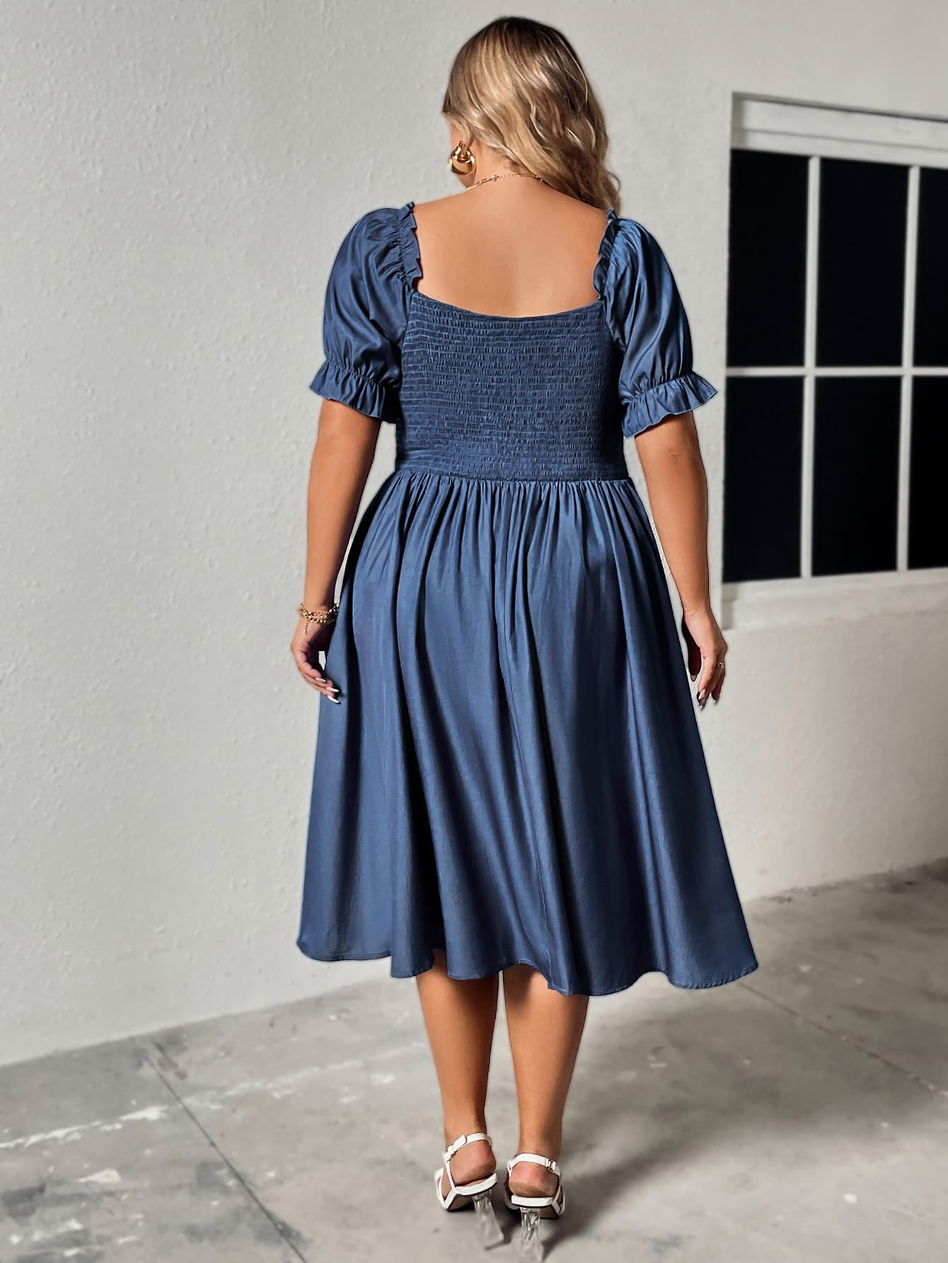Plus Size Ruched Sweetheart Neck Dress - OMG! Rose