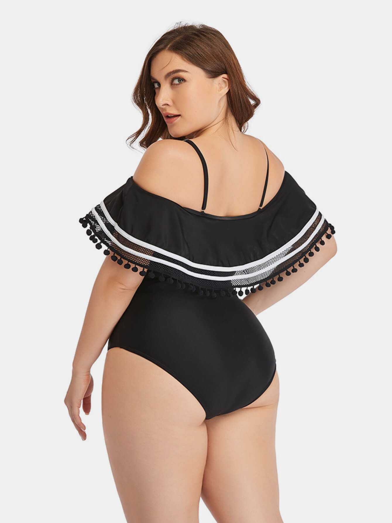 Plus Size Striped Cold-Shoulder One-Piece Swimsuit - OMG! Rose