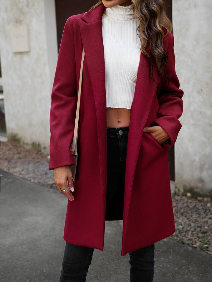 Pocketed Long Sleeve Jacket - OMG! Rose