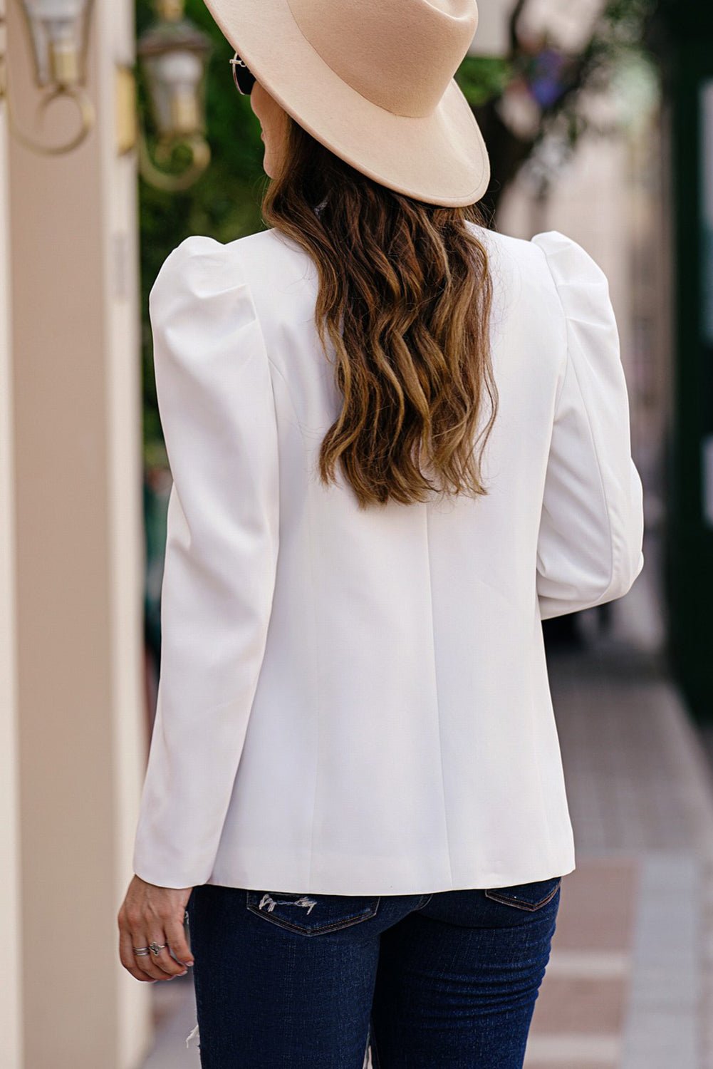 Puff Sleeve Shawl Collar Blazer - OMG! Rose