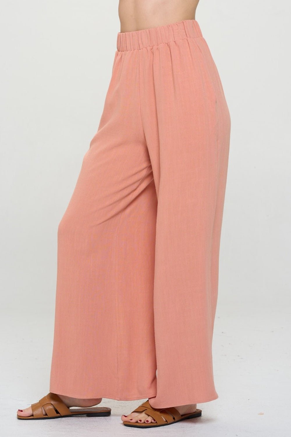 RENEE C Linen Wide Leg Pants with Pockets - OMG! Rose