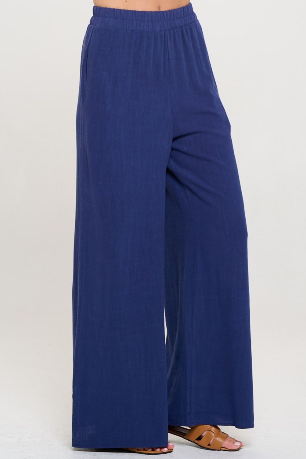 RENEE C Linen Wide Leg Pants with Pockets - OMG! Rose