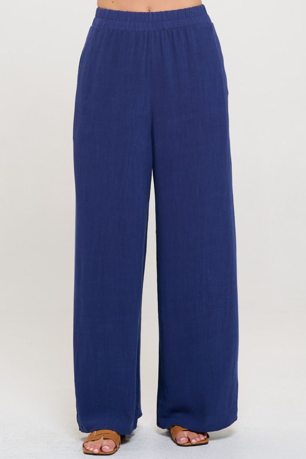 RENEE C Linen Wide Leg Pants with Pockets - OMG! Rose