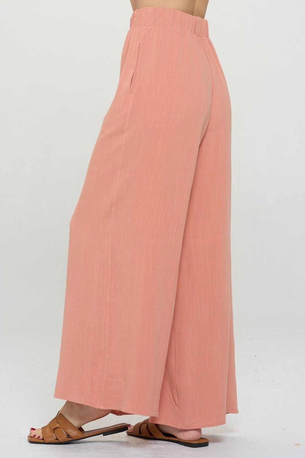 RENEE C Linen Wide Leg Pants with Pockets - OMG! Rose