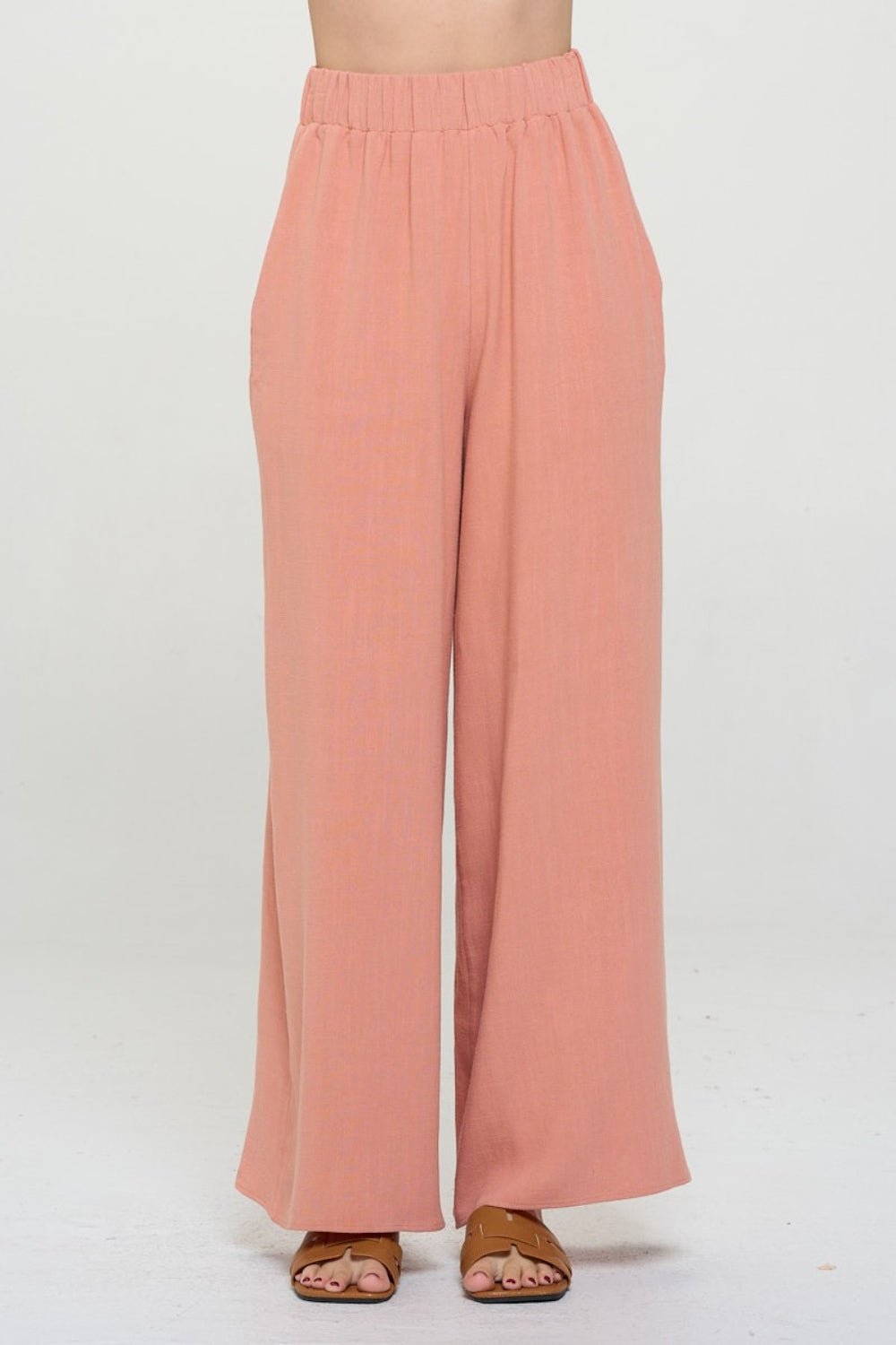 RENEE C Linen Wide Leg Pants with Pockets - OMG! Rose