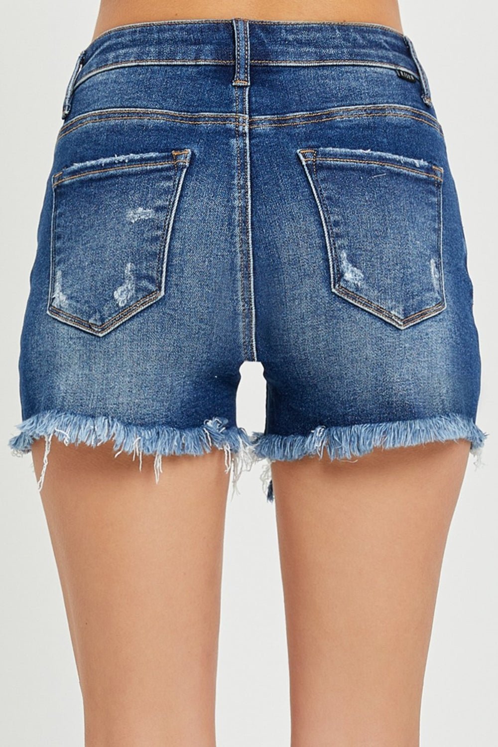 RISEN Full Size High Rise Distressed Denim Shorts - OMG! Rose