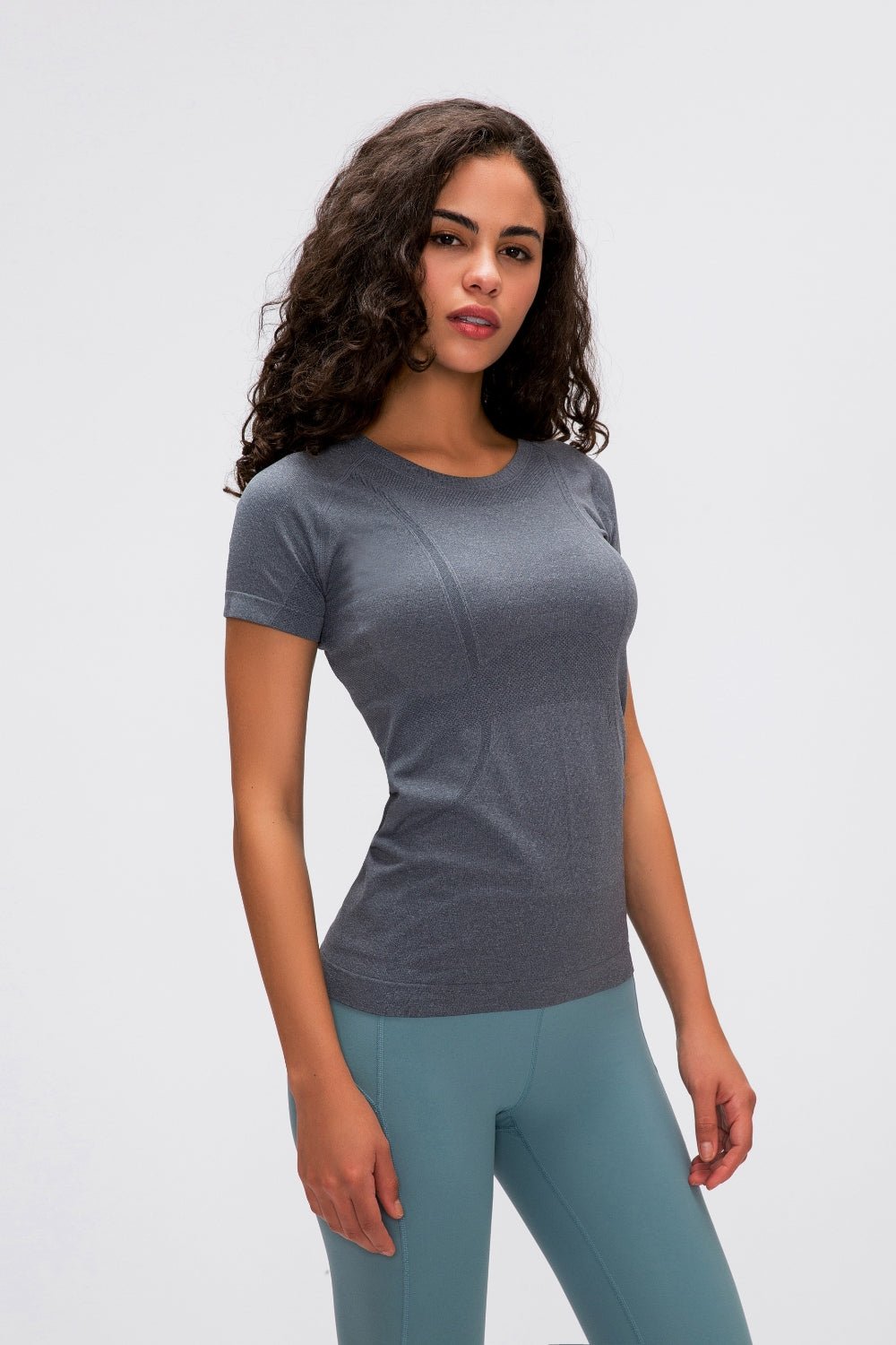 Round Neck Short Sleeve Active T-Shirt - OMG! Rose