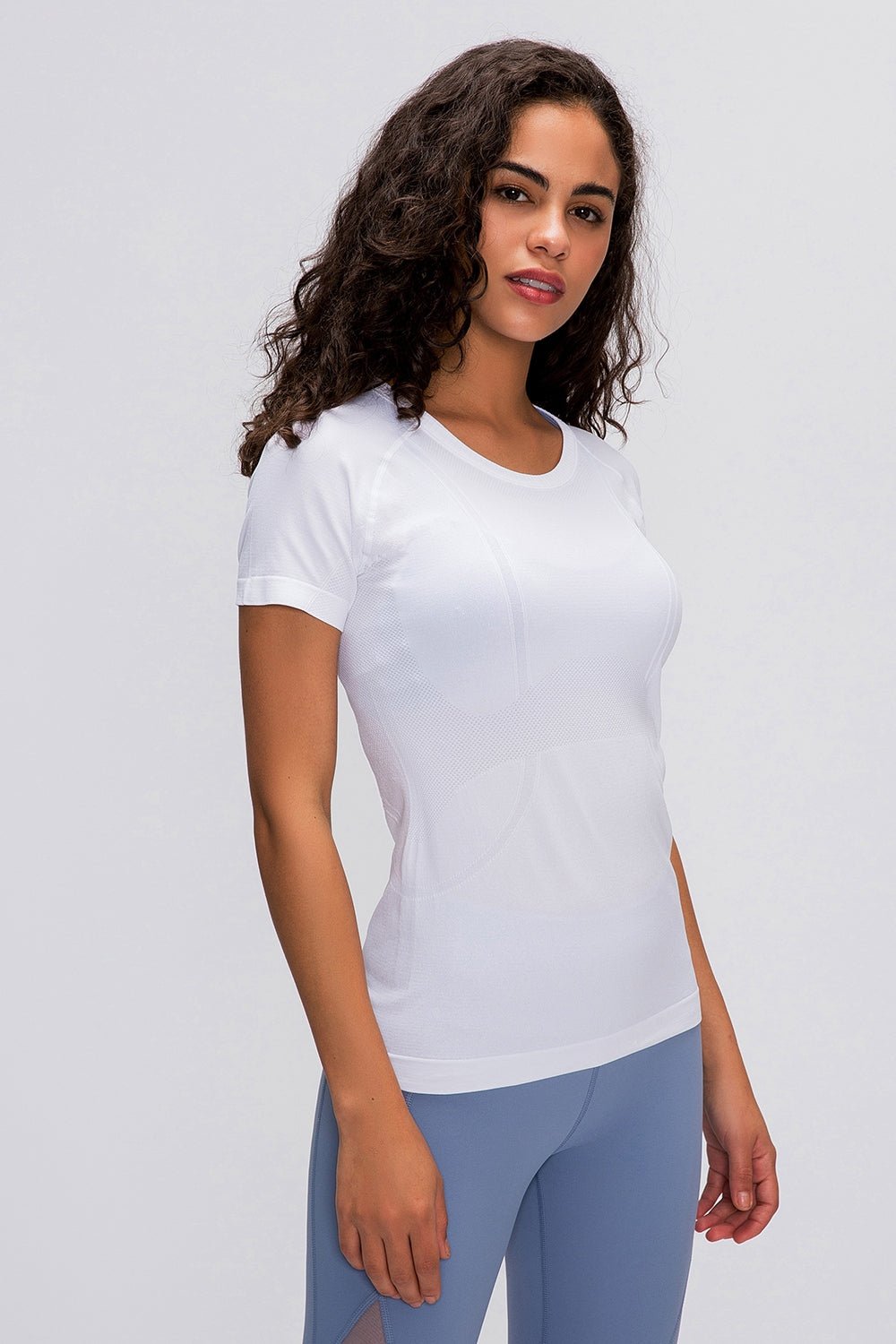 Round Neck Short Sleeve Active T-Shirt - OMG! Rose