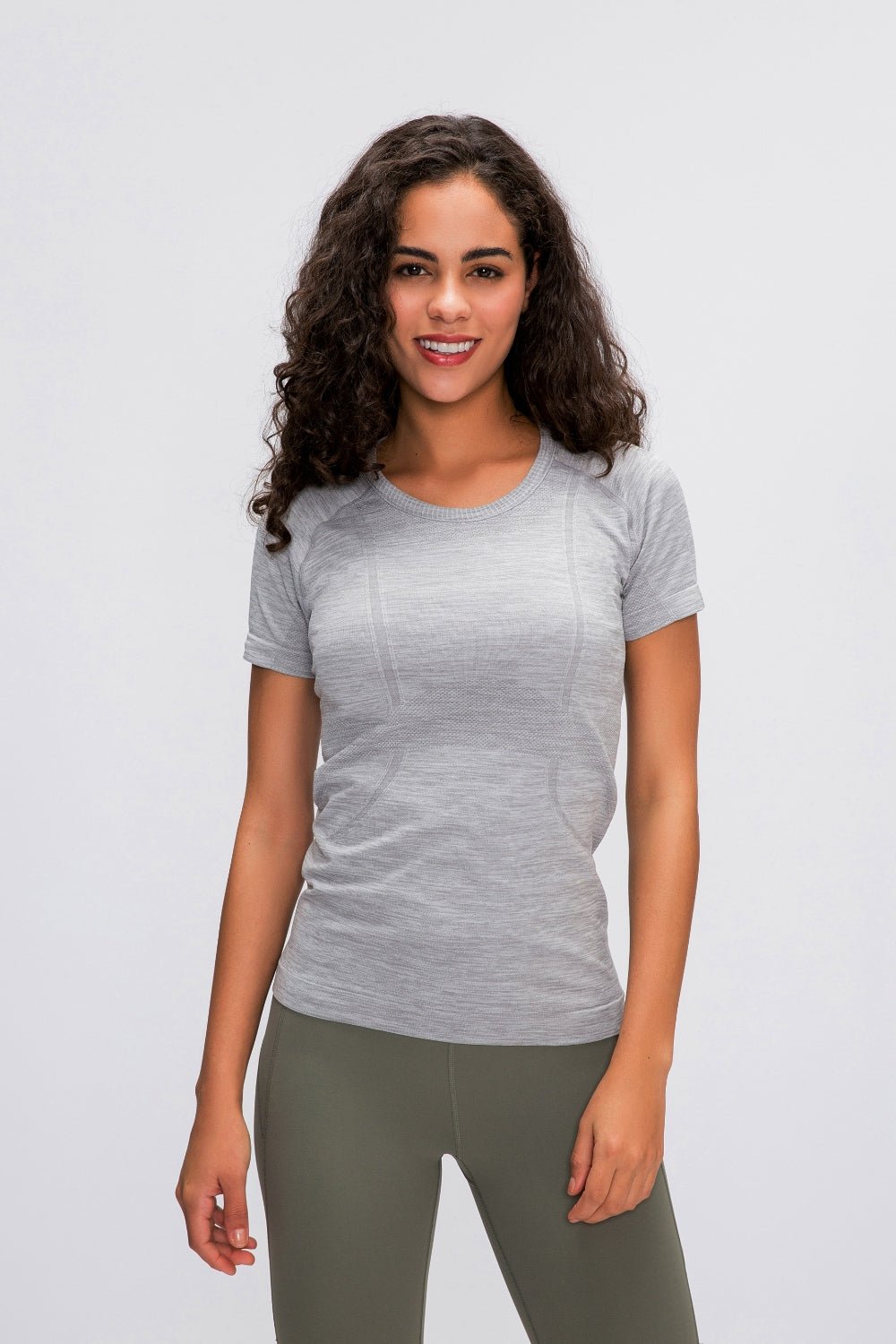 Round Neck Short Sleeve Active T-Shirt - OMG! Rose