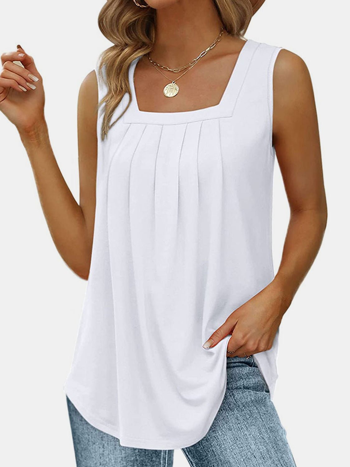Ruched Square Neck Tank - OMG! Rose