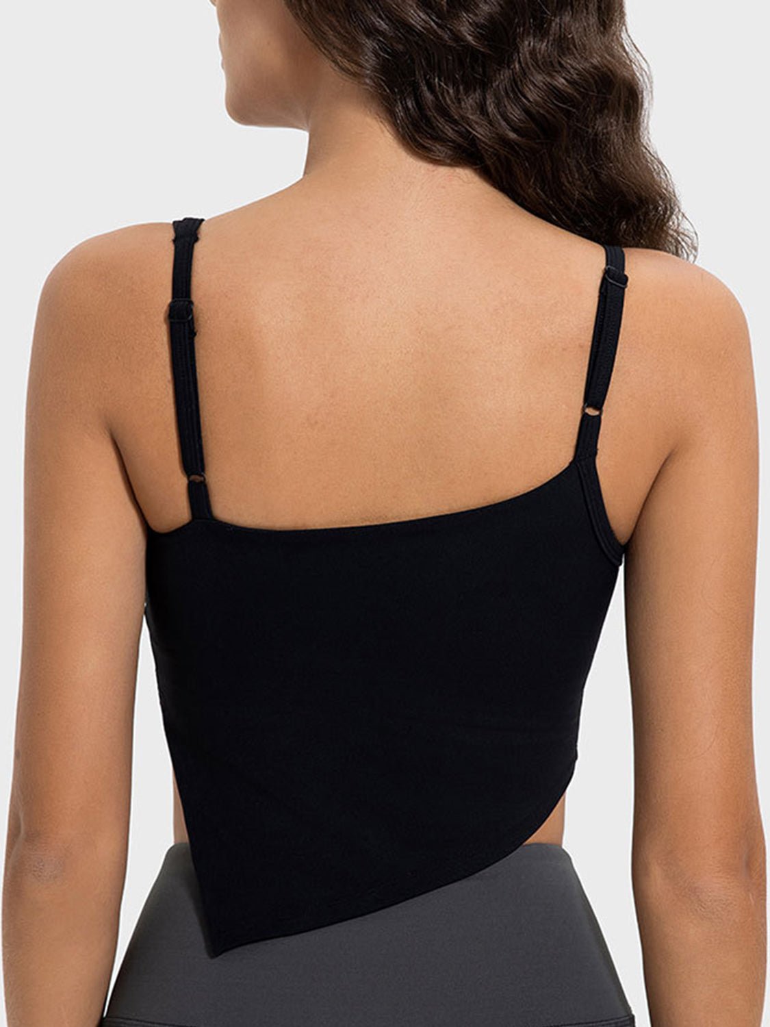 Slit Asymmetrical Neck Active Cami - OMG! Rose