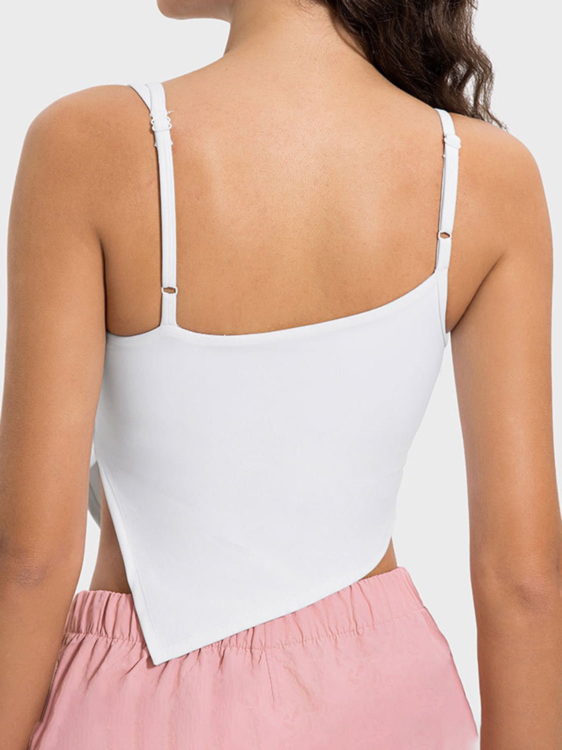 Slit Asymmetrical Neck Active Cami - OMG! Rose