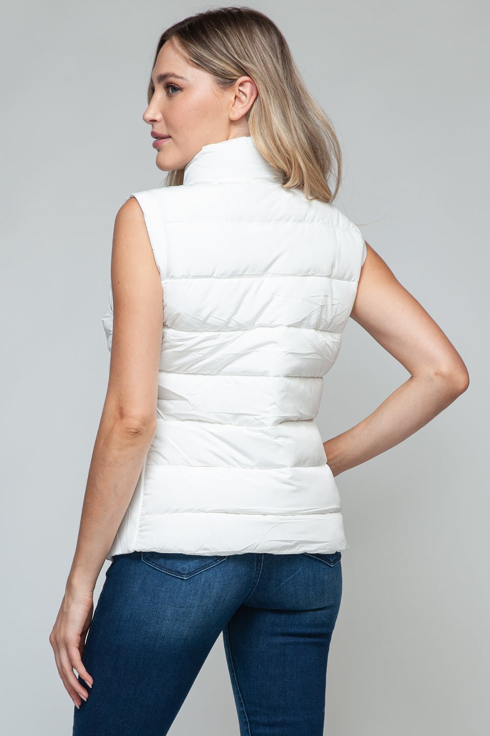 Snobbish Zip Up Turtleneck Vest with Pockets - OMG! Rose