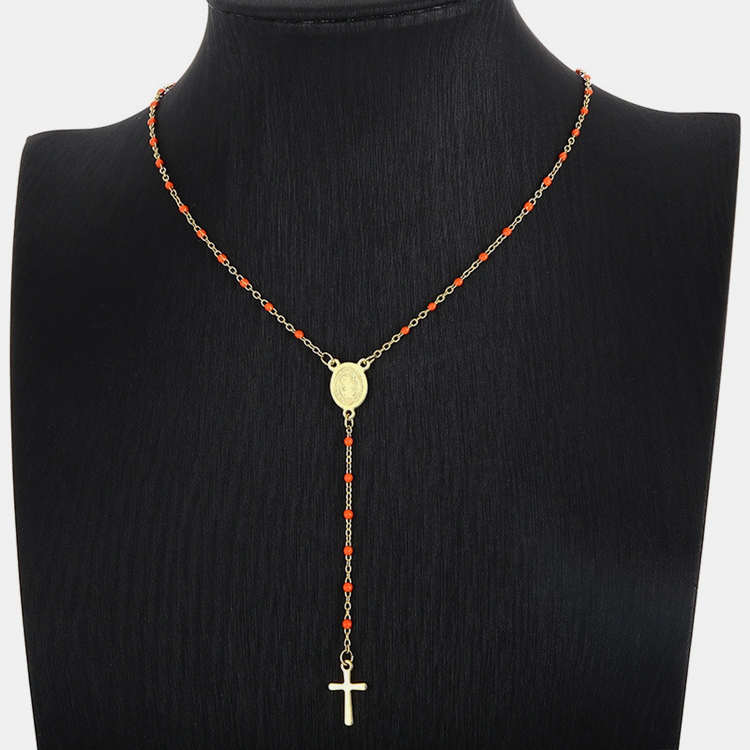 Stainless Steel Beaded Cross Necklace - OMG! Rose