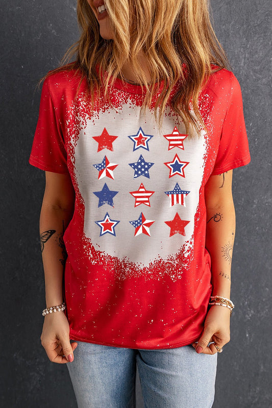 Star and Stripe Graphic Short Sleeve Tee - OMG! Rose