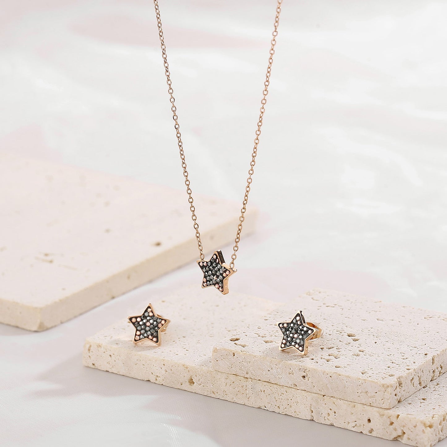Star Necklace, Bracelet and Stud Earrings Jewelry Set - OMG! Rose