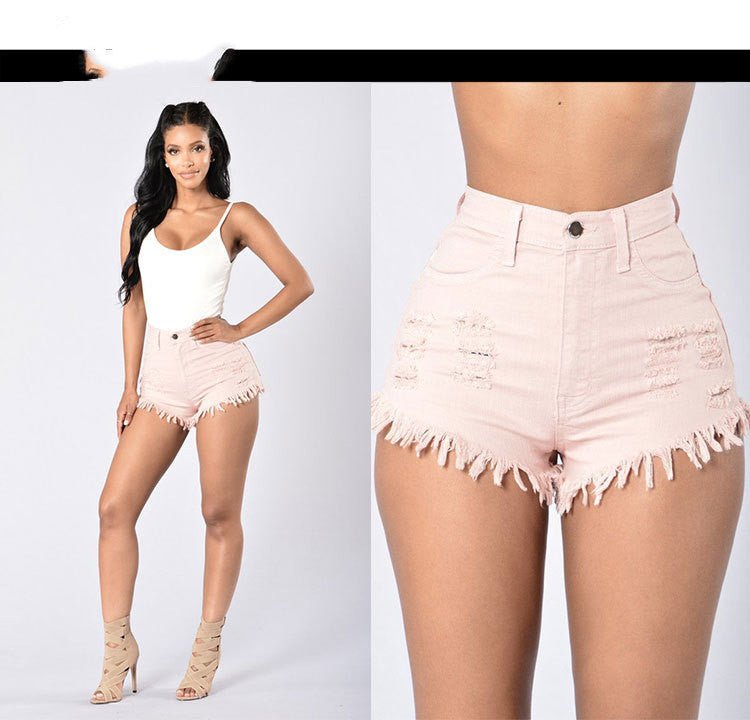 Stretch Frayed Denim Shorts - OMG! Rose