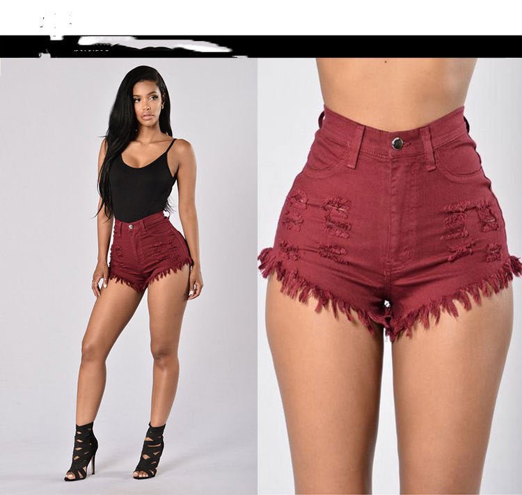 Stretch Frayed Denim Shorts - OMG! Rose