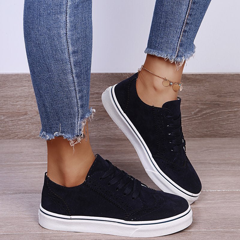 Suede Lace - Up Flat Sneakers - OMG! Rose