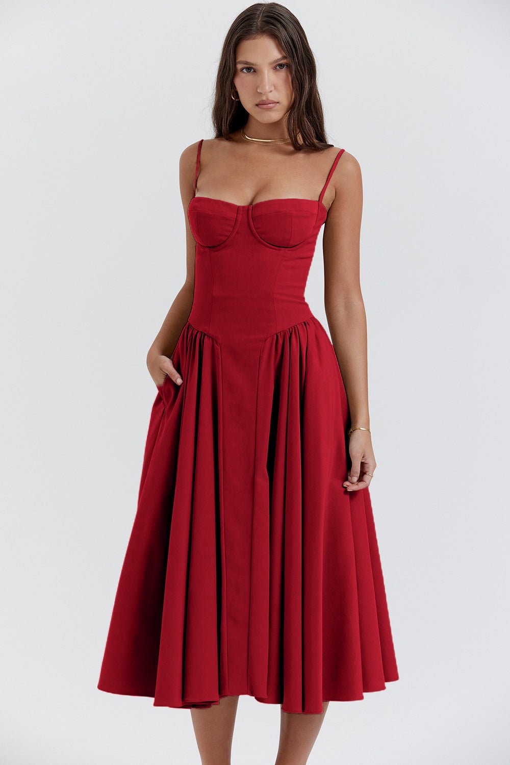 Summer Elegant Low-cut Slim Backless Sling Dress - OMG! Rose