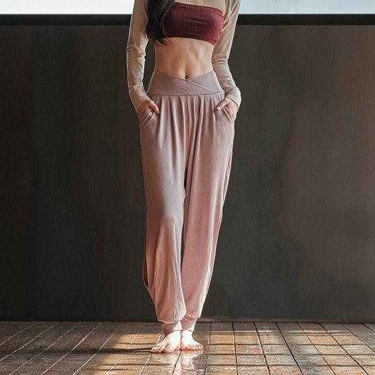 Summer New Yoga Thread Wide Leg Ankle-tied Split Casual Breathable Fitness Pants - OMG! Rose