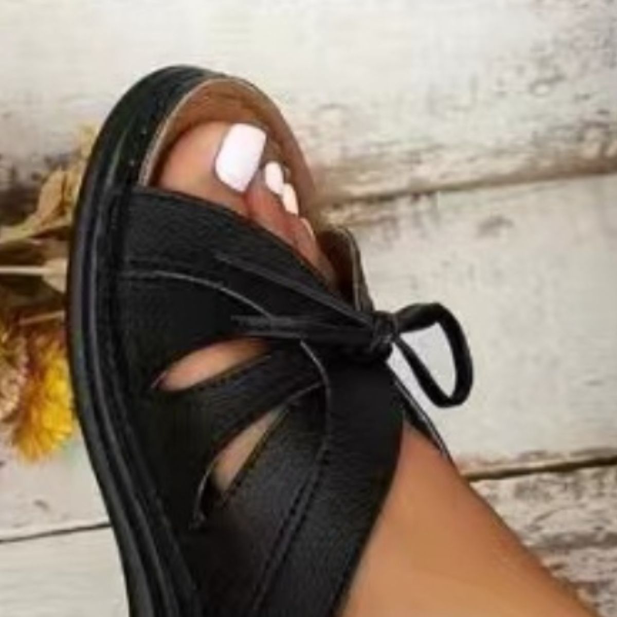 Tied Open Toe Low Heel Sandals - OMG! Rose