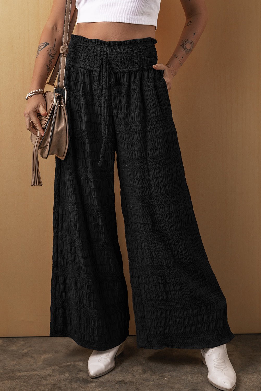 Tied Wide Leg Pants - OMG! Rose