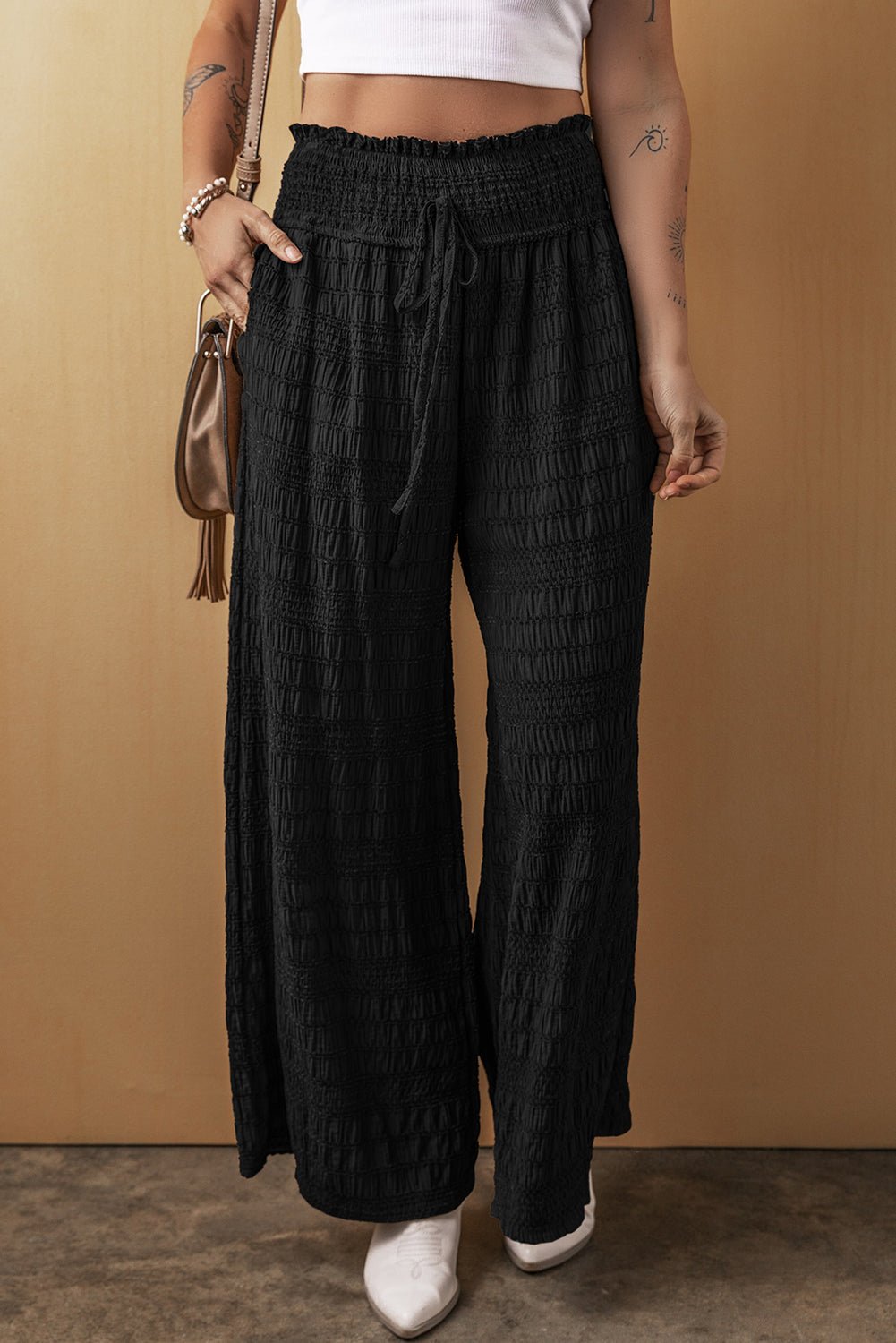 Tied Wide Leg Pants - OMG! Rose