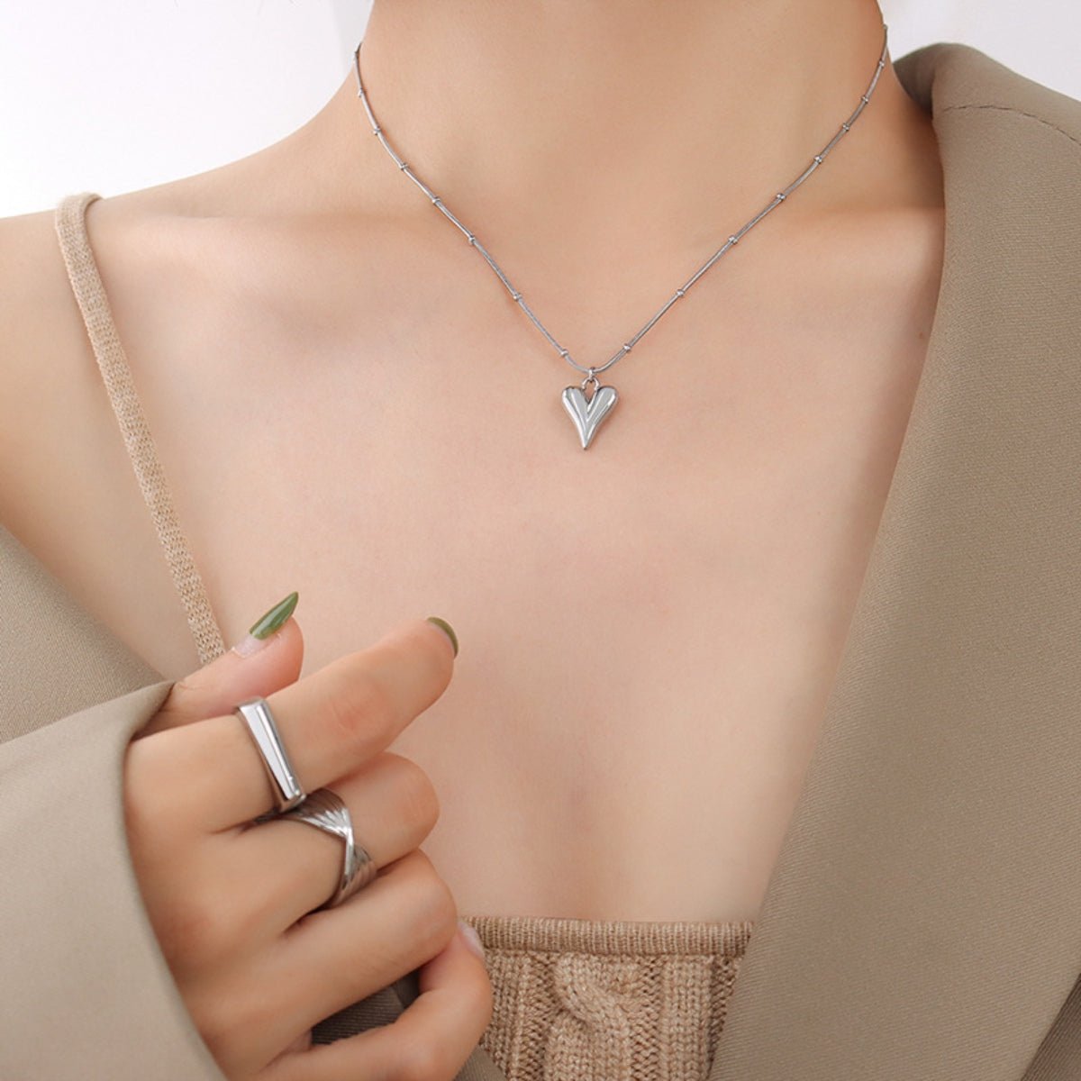 Titanium Steel Heart Pendant Necklace - OMG! Rose