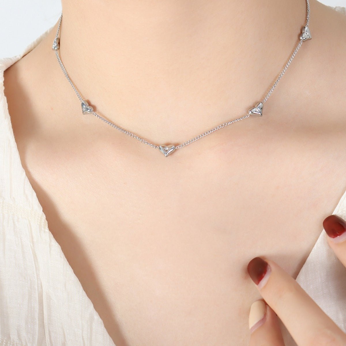 Titanium Steel Zircon Heart Necklace - OMG! Rose