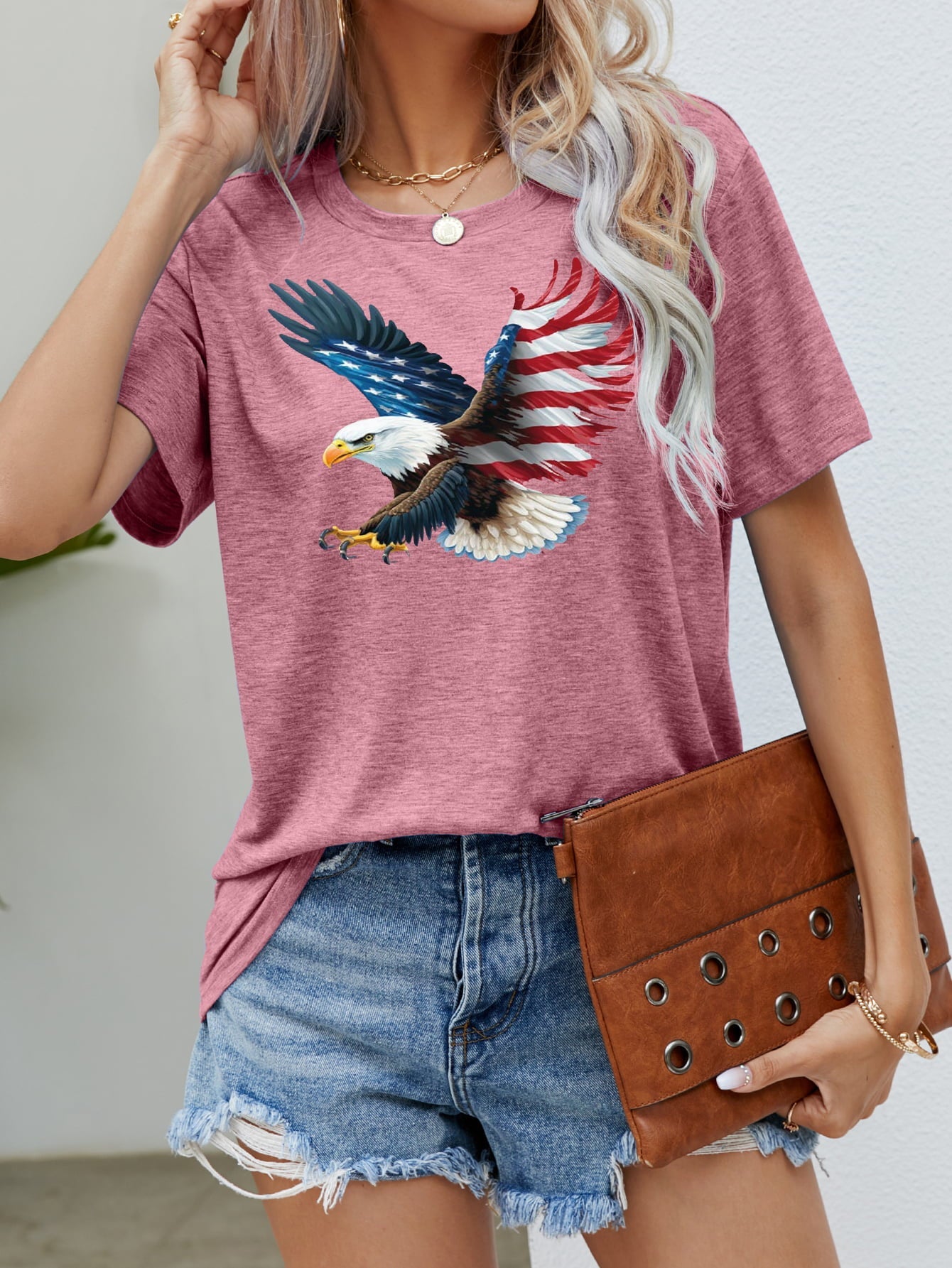 US Flag Eagle Graphic Tee - OMG! Rose
