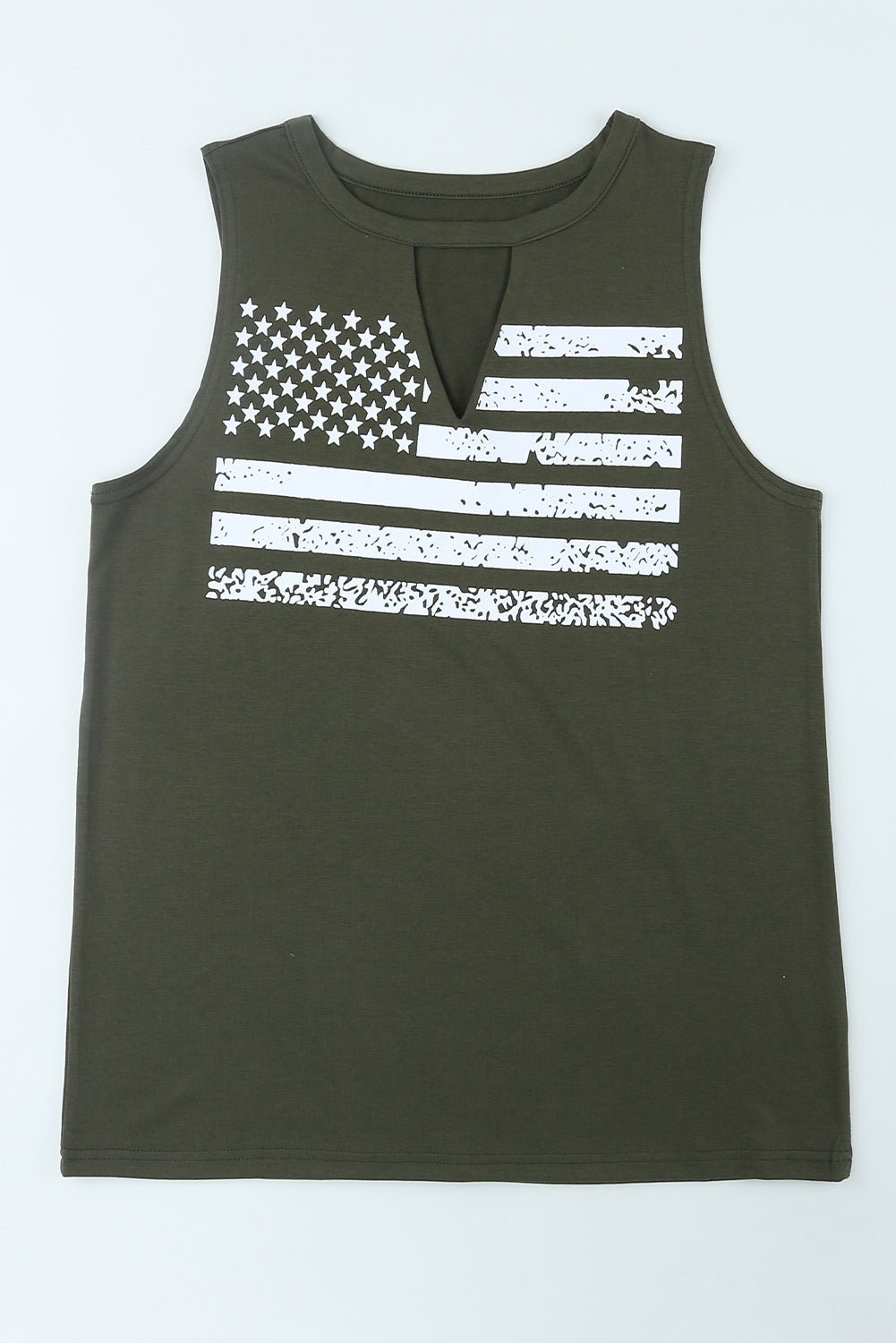 US Flag Graphic Cutout Round Neck Tank - OMG! Rose