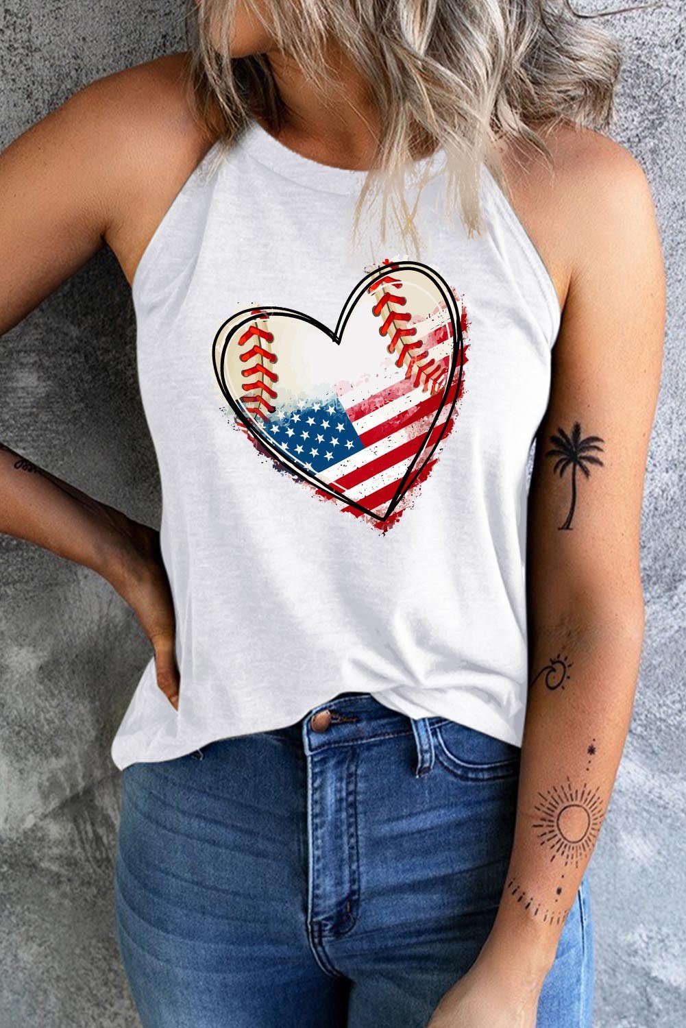 US Flag Heart Graphic Tank - OMG! Rose
