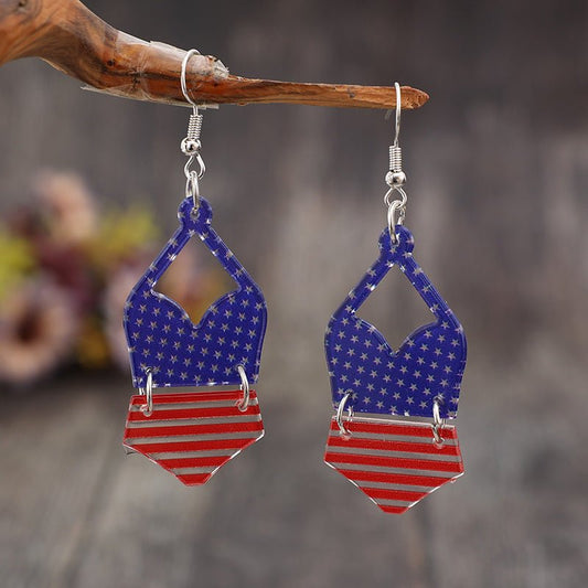 US Flag Pattern Acrylic Earrings - OMG! Rose