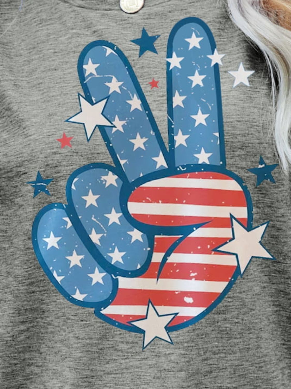 US Flag Peace Sign Hand Graphic Tee - OMG! Rose