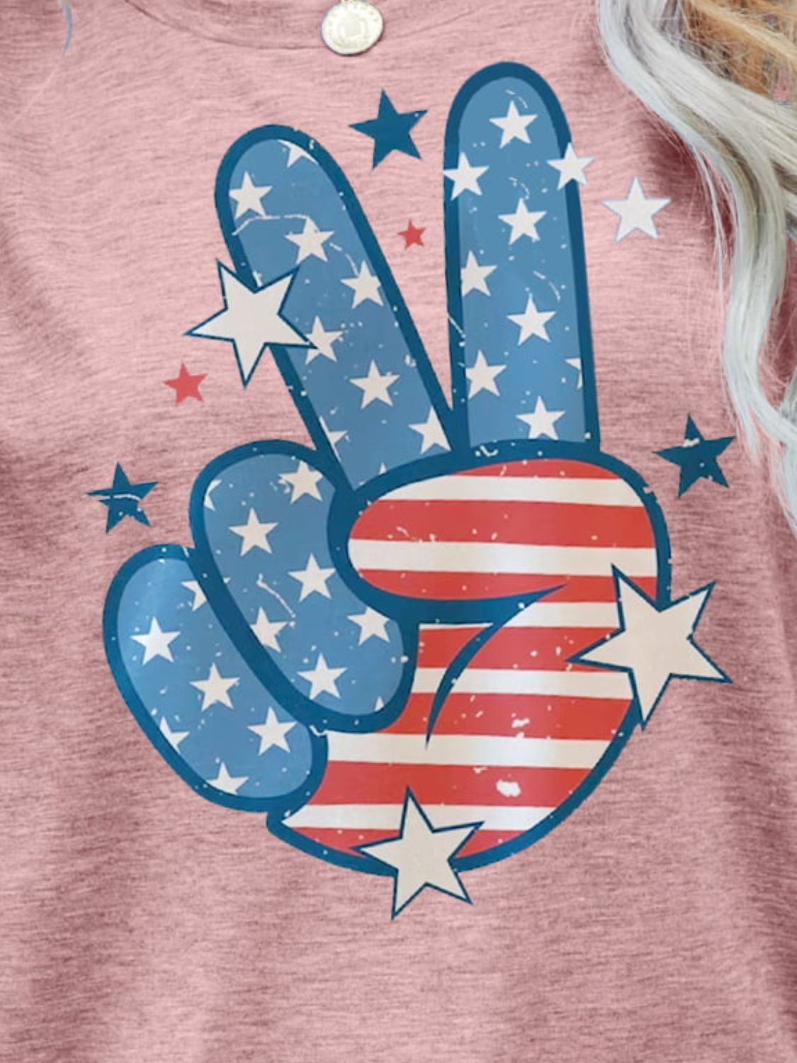 US Flag Peace Sign Hand Graphic Tee - OMG! Rose