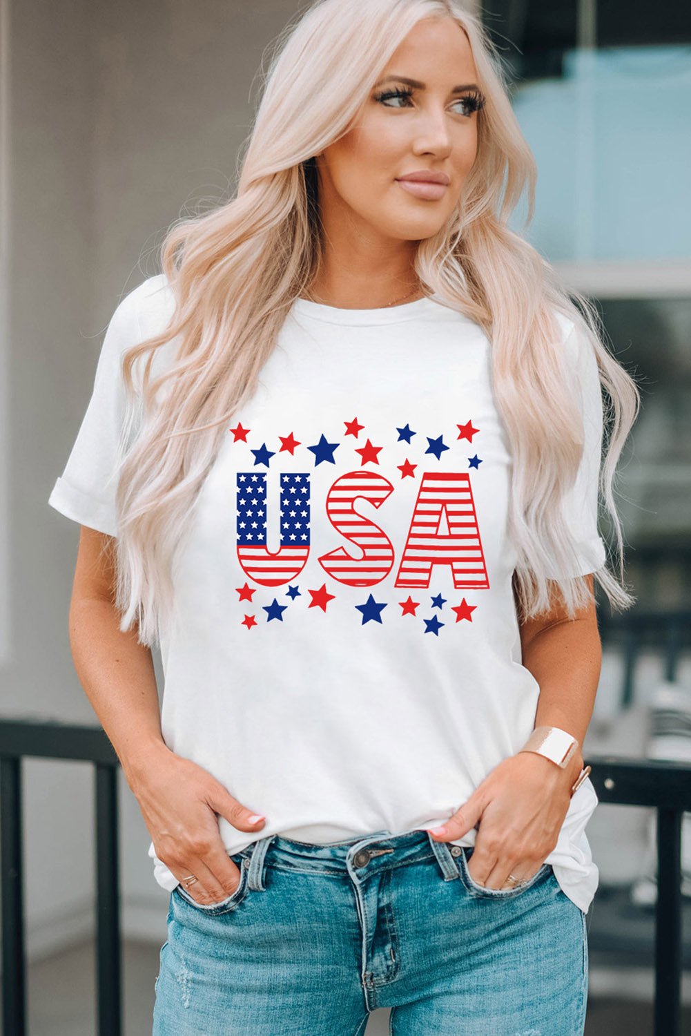USA Star and Stripe Graphic Tee - OMG! Rose