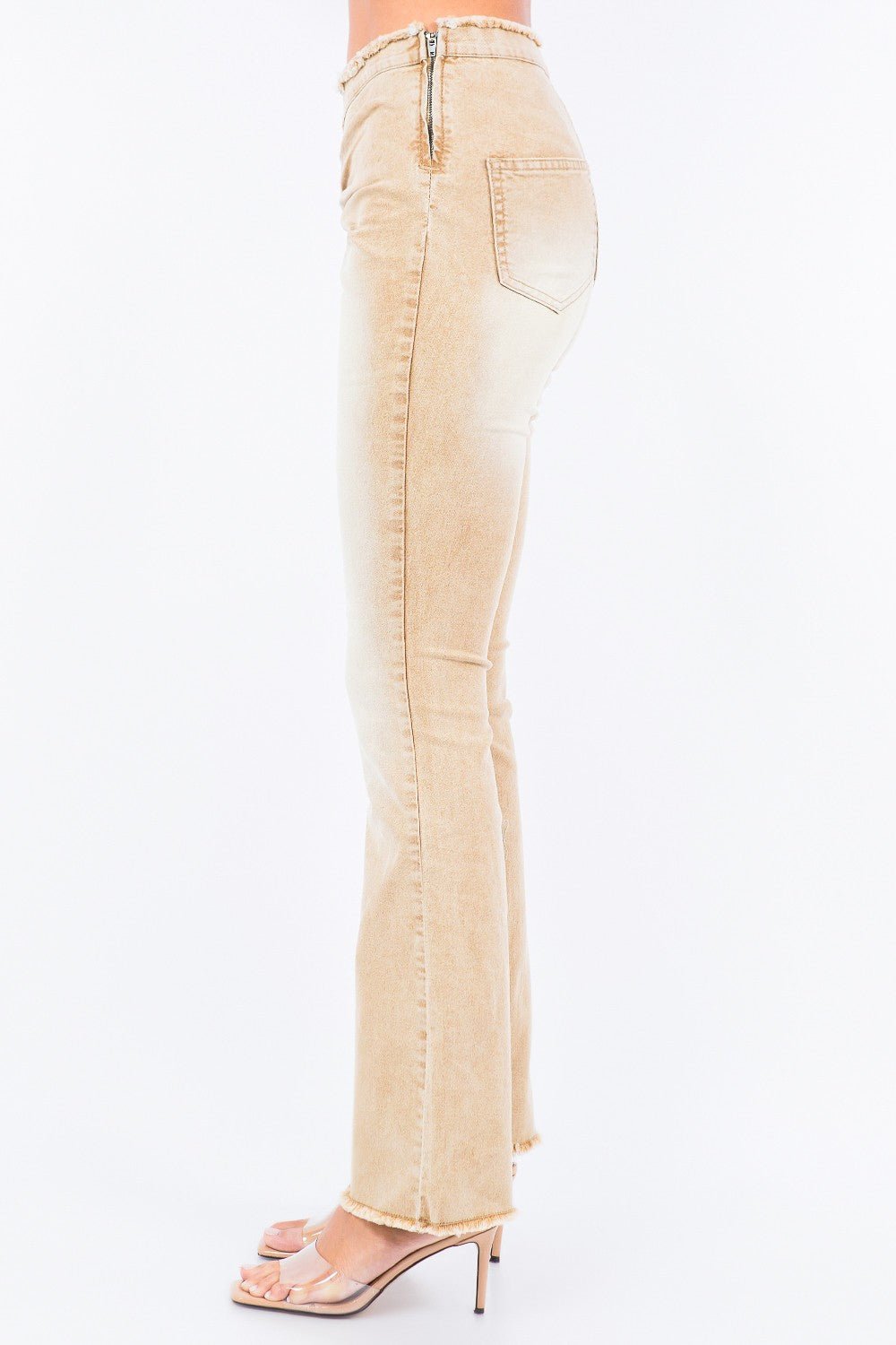 V - Cut Ruched Flare Pants - OMG! Rose