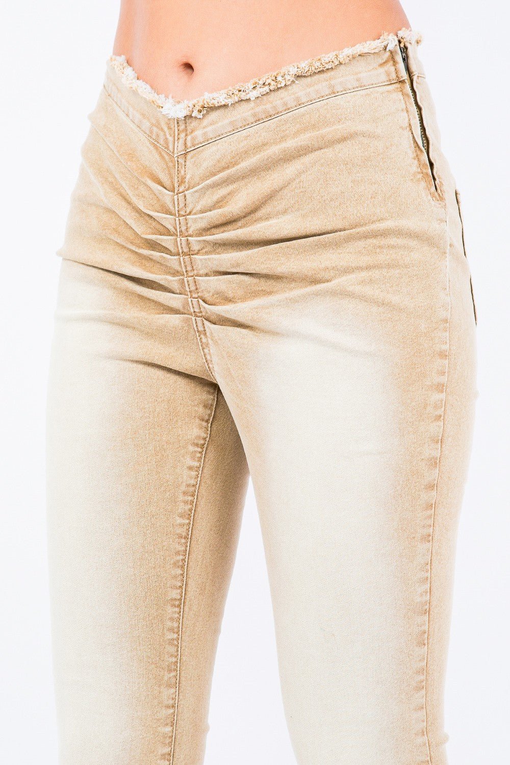 V - Cut Ruched Flare Pants - OMG! Rose