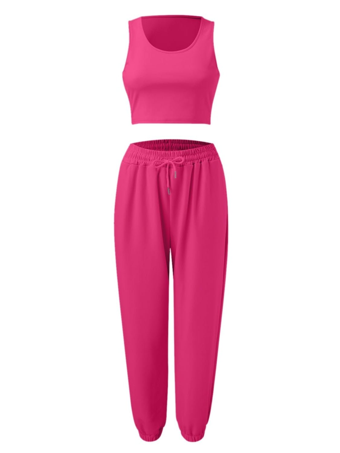 Wide Strap Top and Drawstring Joggers Set - OMG! Rose