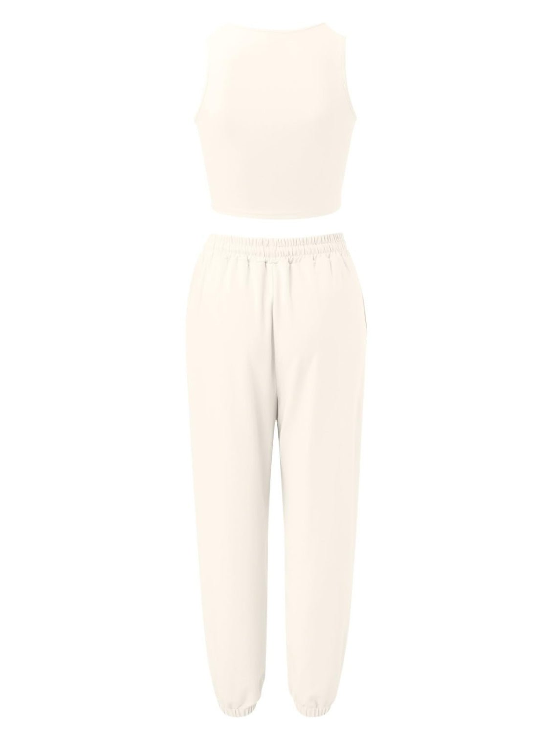 Wide Strap Top and Drawstring Joggers Set - OMG! Rose