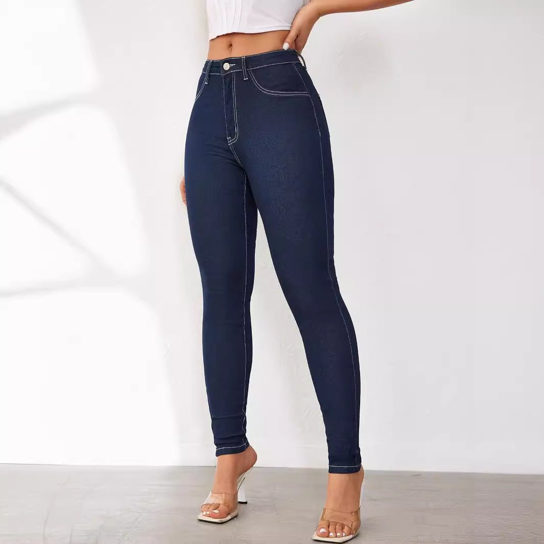 Women's High Waist Classic Blue Skinny Jean - OMG! Rose